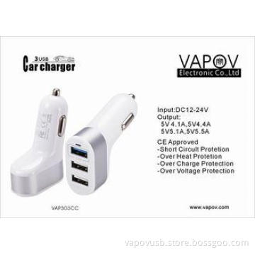 3 Port  USB  Car Charger 5.4A   For  Apple / Android /Samsu